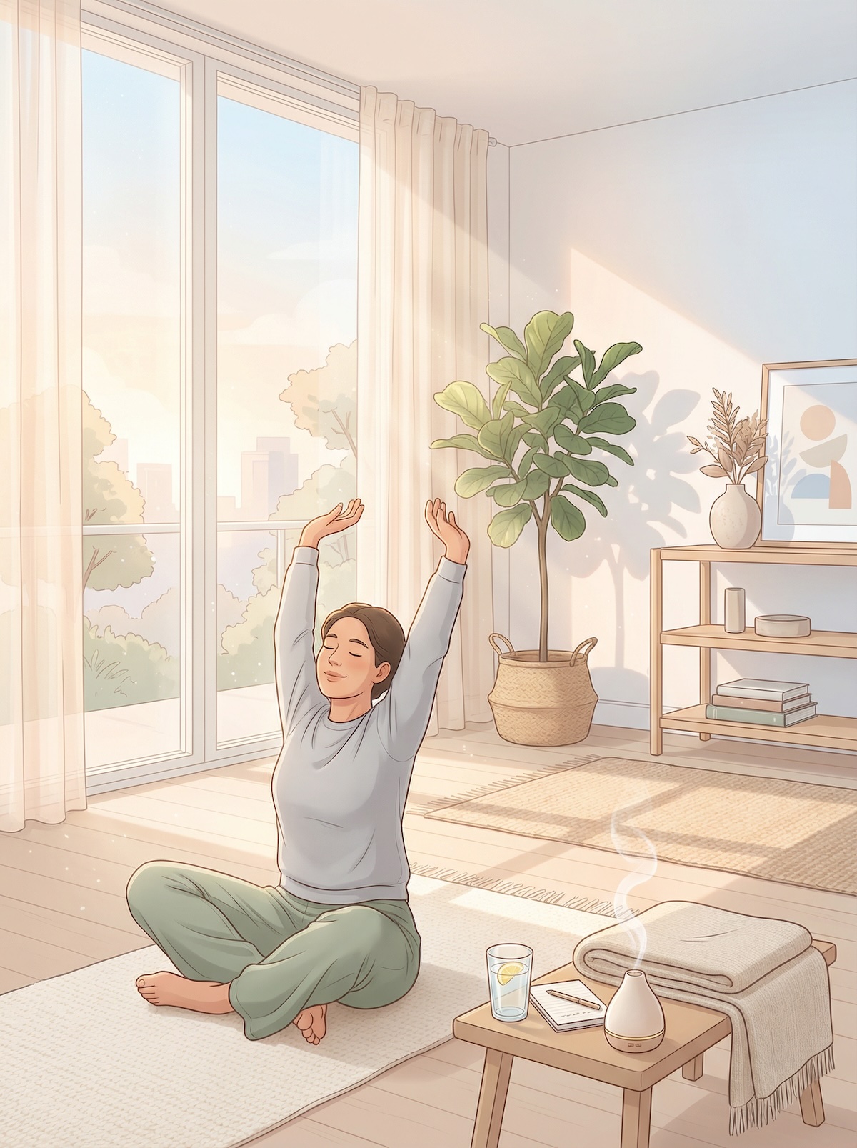 Morning Wellness Ritual Lifestyle Illustration