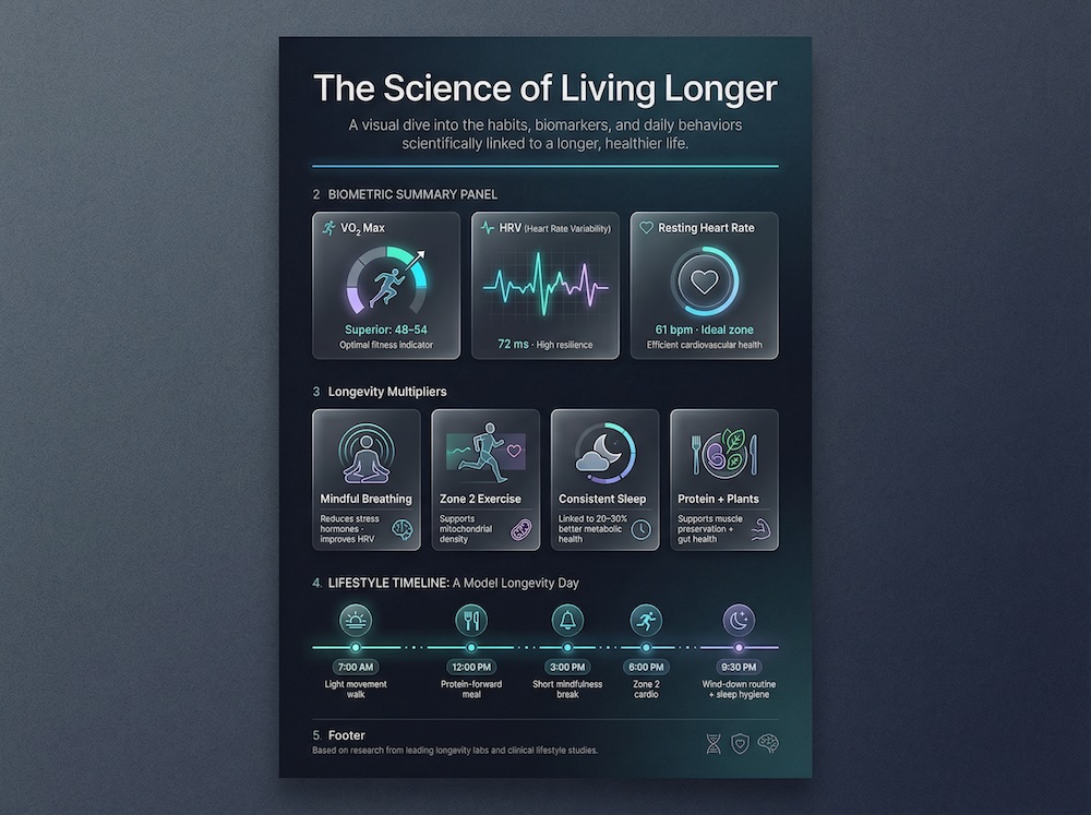 Longevity & Healthspan Optimization Infographic Poster